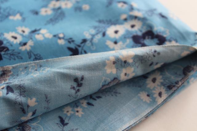 photo of mid-century vintage fabric, quilting weight cotton w/ flowers on sky blue 36 wide x 3 yards #2