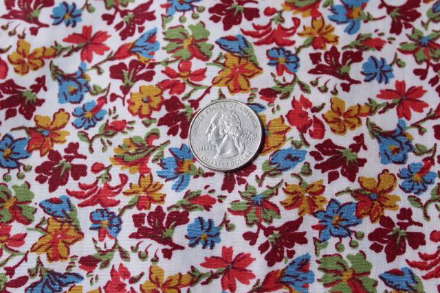 photo of mid-century vintage rayon or blend fabric, leaves and flowers print #1