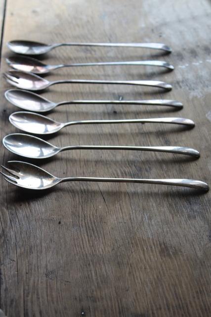 photo of mid-century vintage silver plate salad servers lot, serving forks & spoons #1