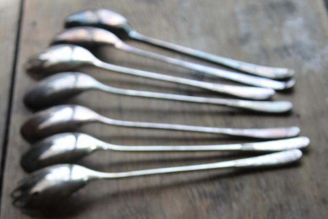 photo of mid-century vintage silver plate salad servers lot, serving forks & spoons #5