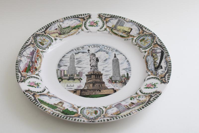 photo of mid-century vintage souvenir plate, New York City buildings landmarks architecture #2