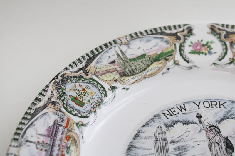 photo of mid-century vintage souvenir plate, New York City buildings landmarks architecture #3