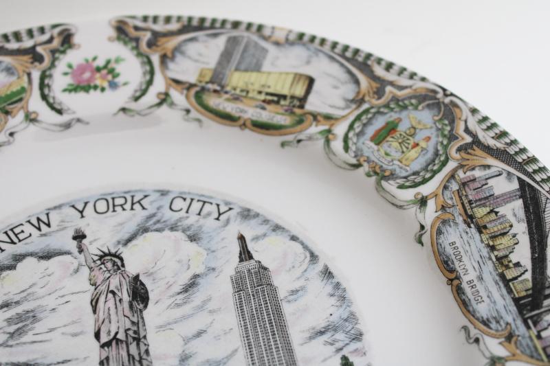 photo of mid-century vintage souvenir plate, New York City buildings landmarks architecture #4