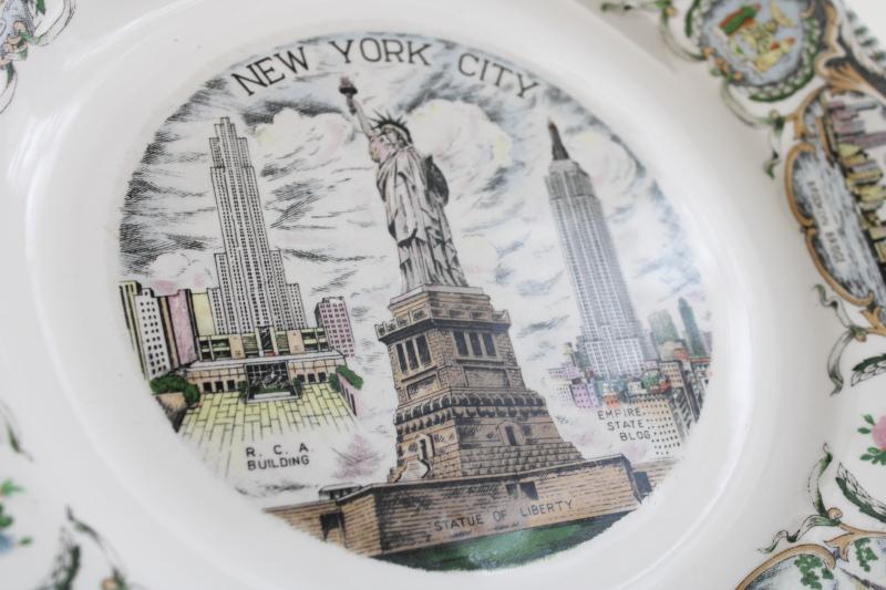 photo of mid-century vintage souvenir plate, New York City buildings landmarks architecture #5