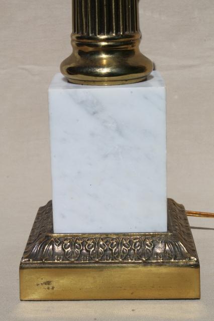 photo of mid-century vintage table lamp, huge solid brass column w/ marble lamp base #4