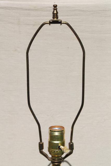 photo of mid-century vintage table lamp, huge solid brass column w/ marble lamp base #6