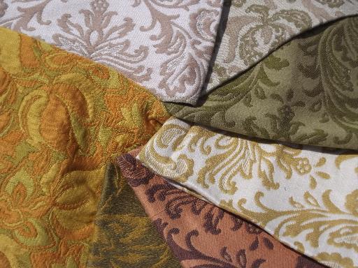 photo of mid-century vintage upholstery fabric samples lot, heavy matelasse brocades #4