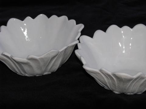 photo of milk glass flower pattern bowls #1