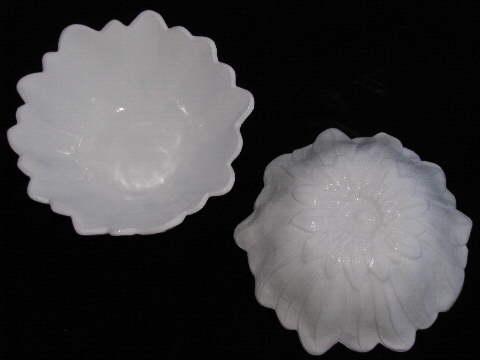 photo of milk glass flower pattern bowls #2