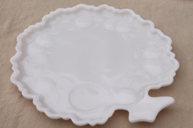 photo of milk glass snack sets, apple trees tree of life plates & cups, vintage Orchard crystal #4