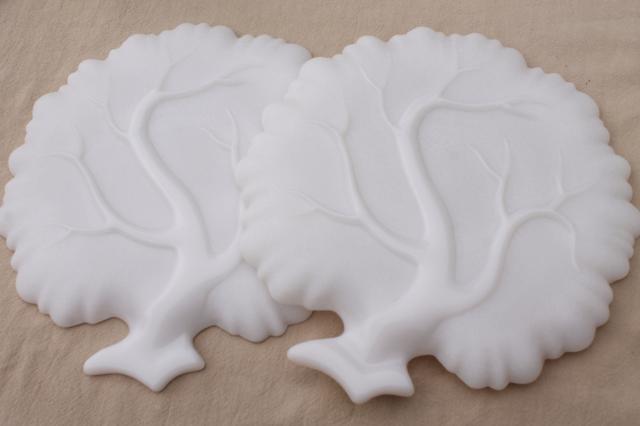 photo of milk glass snack sets, apple trees tree of life plates & cups, vintage Orchard crystal #7