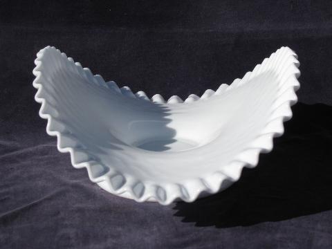 photo of milk white glass hobnail pattern glass banana stand fruit bowl, vintage Fenton #2