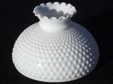 catalog photo of milk white hobnail glass shade for student lamp, vintage replacement part