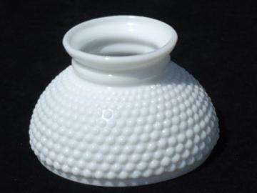 catalog photo of milk white hobnail glass shade for student lamp, vintage replacement part