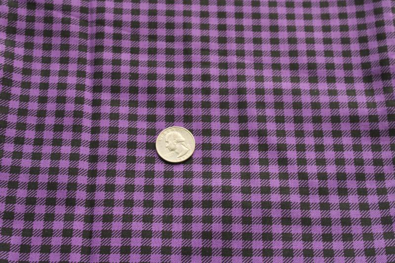 photo of mini buffalo check plaid fabric, purple & black cotton / poly shirting or craft material #1