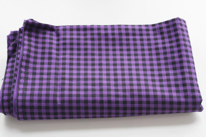 photo of mini buffalo check plaid fabric, purple & black cotton / poly shirting or craft material #3