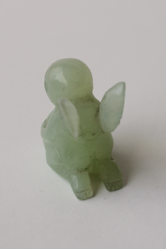 photo of mini carved stone angel, jade green adventurine comforting gift charm #2