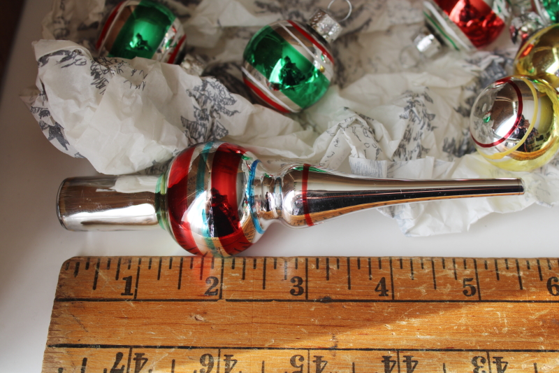 photo of mini glass Christmas tree ornaments, striped mercury glass balls & glass tree topper  #3