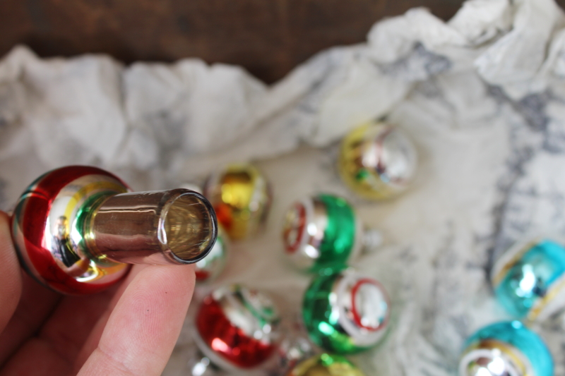 photo of mini glass Christmas tree ornaments, striped mercury glass balls & glass tree topper  #5