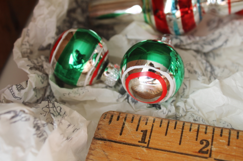 photo of mini glass Christmas tree ornaments, striped mercury glass balls & glass tree topper  #6