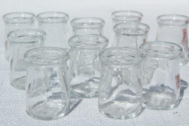 photo of mini glass cream / milk bottles, lot old individual creamers, vintage restaurant ware #1