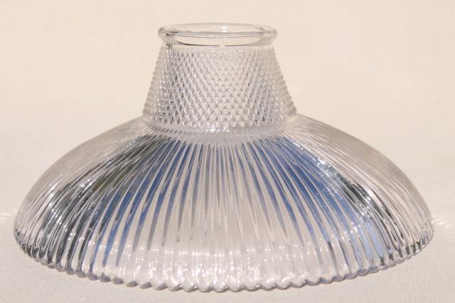 photo of mini holophane type prismatic glass lamp shade for industrial work light or exposed bulb pendant #1