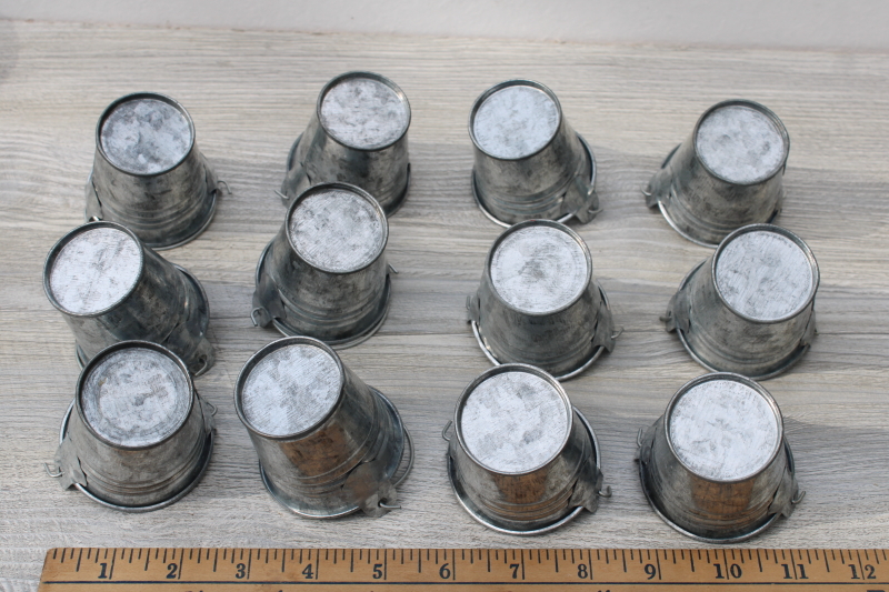 photo of mini metal pails, galvanized zinc milk buckets doll size party favors, country decor #3
