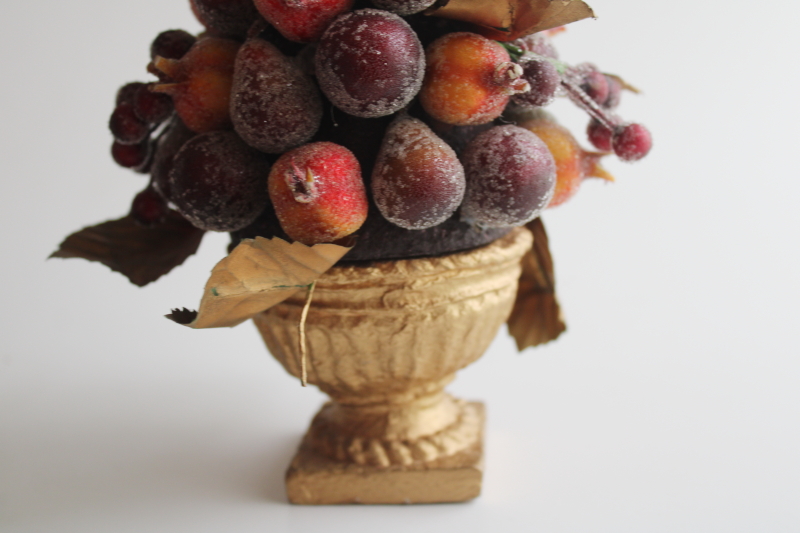 photo of mini topiary Christmas tree pyramid of sugared fruit, beaded faux fruit  #4