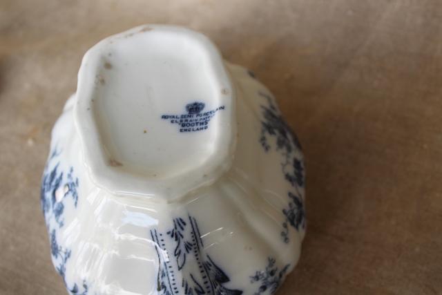photo of mini tureen covered dish, antique blue & white transferware Booths English ironstone china #6