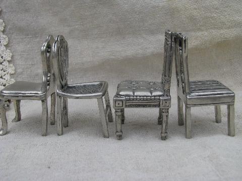 photo of miniature Williamsburg reproduction chairs, Kirk Stieff pewter ornaments #6