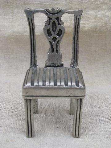 photo of miniature Williamsburg reproduction chairs, Kirk Stieff pewter ornaments #7