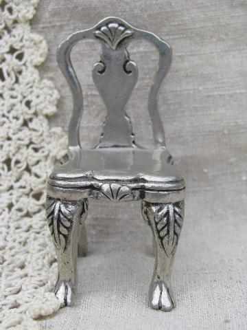 photo of miniature Williamsburg reproduction chairs, Kirk Stieff pewter ornaments #9