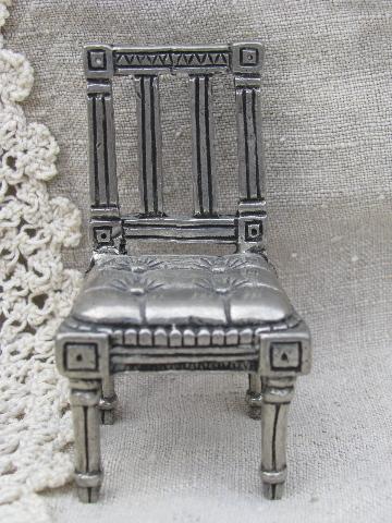 photo of miniature Williamsburg reproduction chairs, Kirk Stieff pewter ornaments #10