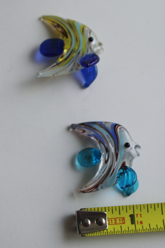 photo of miniature art glass angel fish, handmade lampwork glass colorful tiny fish figurines  #3