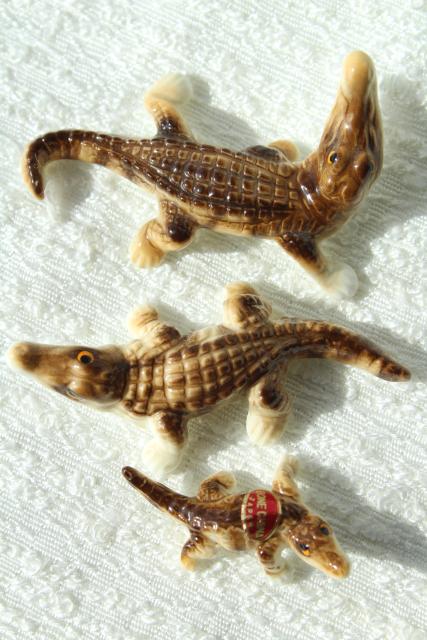 photo of miniature bone china animals, crocodile or alligator family made in Japan #1