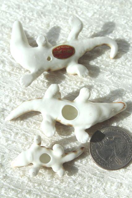 photo of miniature bone china animals, crocodile or alligator family made in Japan #3