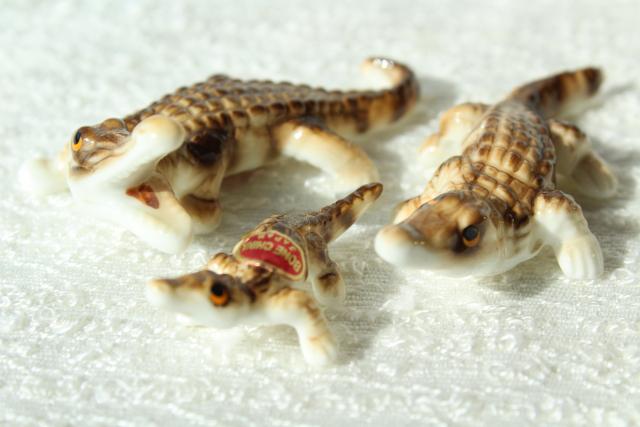 photo of miniature bone china animals, crocodile or alligator family made in Japan #4