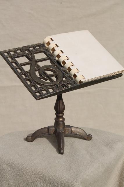 photo of miniature brass piano stand album holder for photos, guest book, music program #1