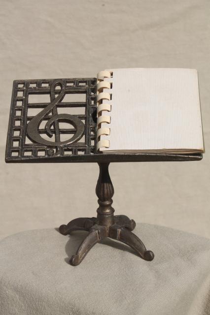 photo of miniature brass piano stand album holder for photos, guest book, music program #3