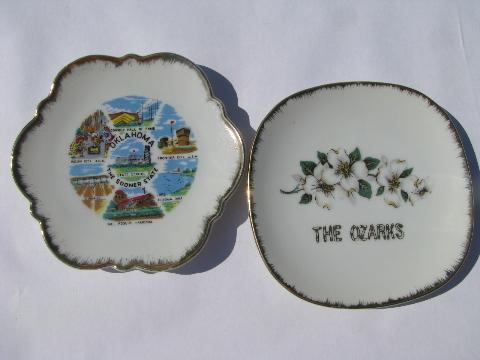 photo of miniature china souvenir plates, state maps & landmarks, vintage souvenirs #5