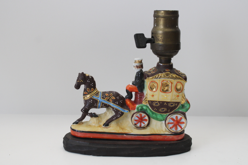 photo of miniature lamp Japan Satsuma hand painted china, antique electric light paddle switch socket dated 1907  #1