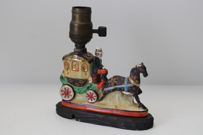 photo of miniature lamp Japan Satsuma hand painted china, antique electric light paddle switch socket dated 1907  #3