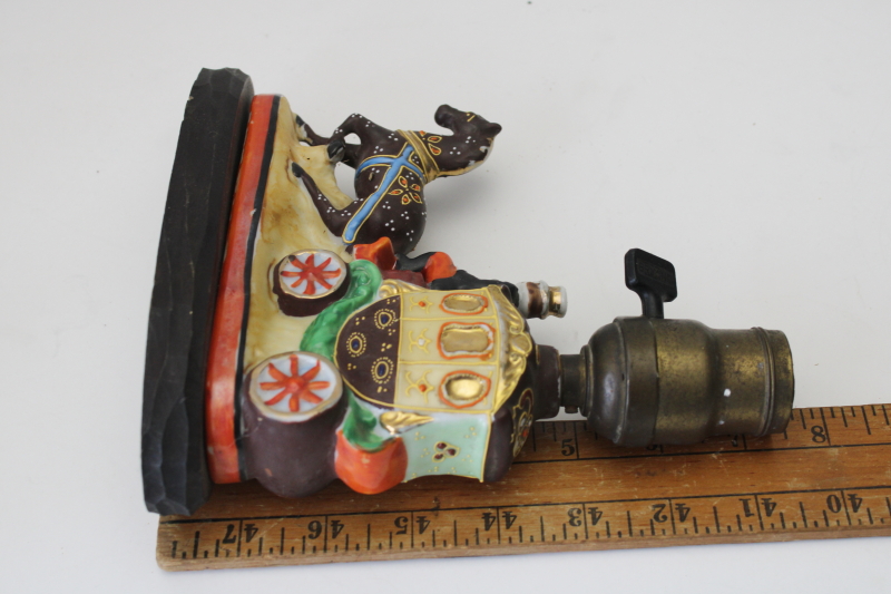 photo of miniature lamp Japan Satsuma hand painted china, antique electric light paddle switch socket dated 1907  #7