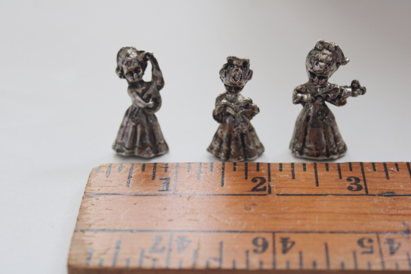 photo of miniature pewter figurines, little girls or choir of angels w/ musical instruments #1