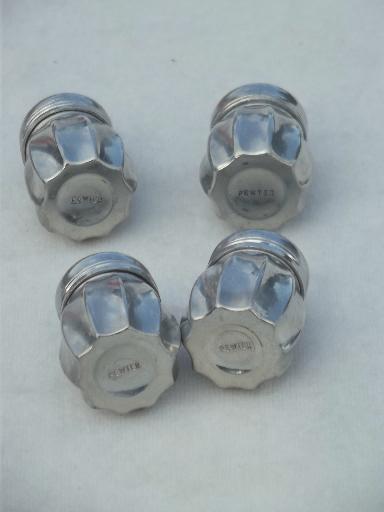 photo of miniature pewter salt & pepper shakers, individual vintage S&P sets #4