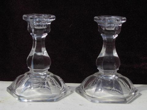 photo of miniature pressed glass candlesticks for tiny candles or skinny tapers #2