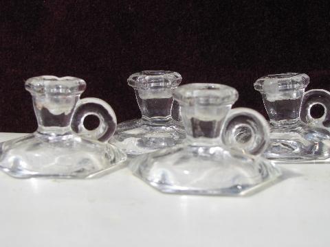 photo of miniature pressed glass candlesticks for tiny candles or skinny tapers #4