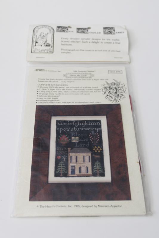 photo of miniature sampler kit, tiny fine mesh canvas w/silk embroidery thread & chart #1