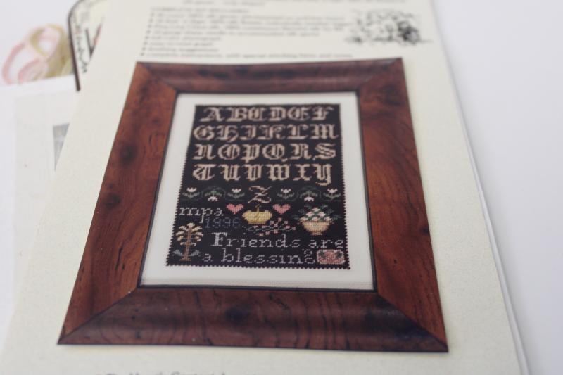 photo of miniature sampler kit, tiny fine mesh canvas w/silk embroidery thread & chart  #1