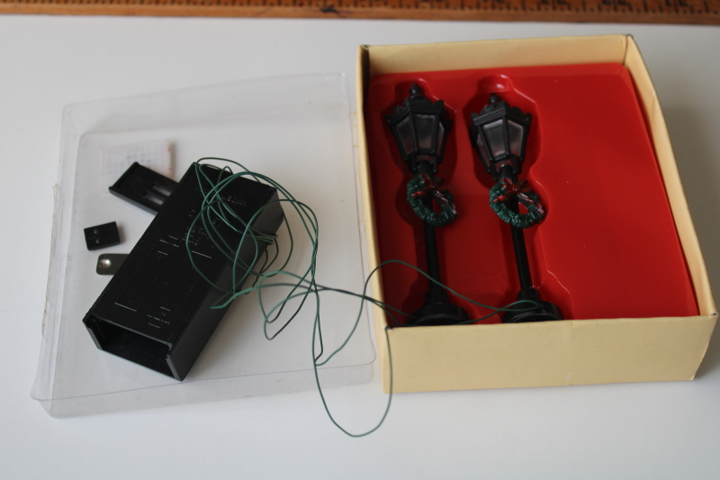 photo of miniature street lights for Christmas village, vintage battery power lamps #6